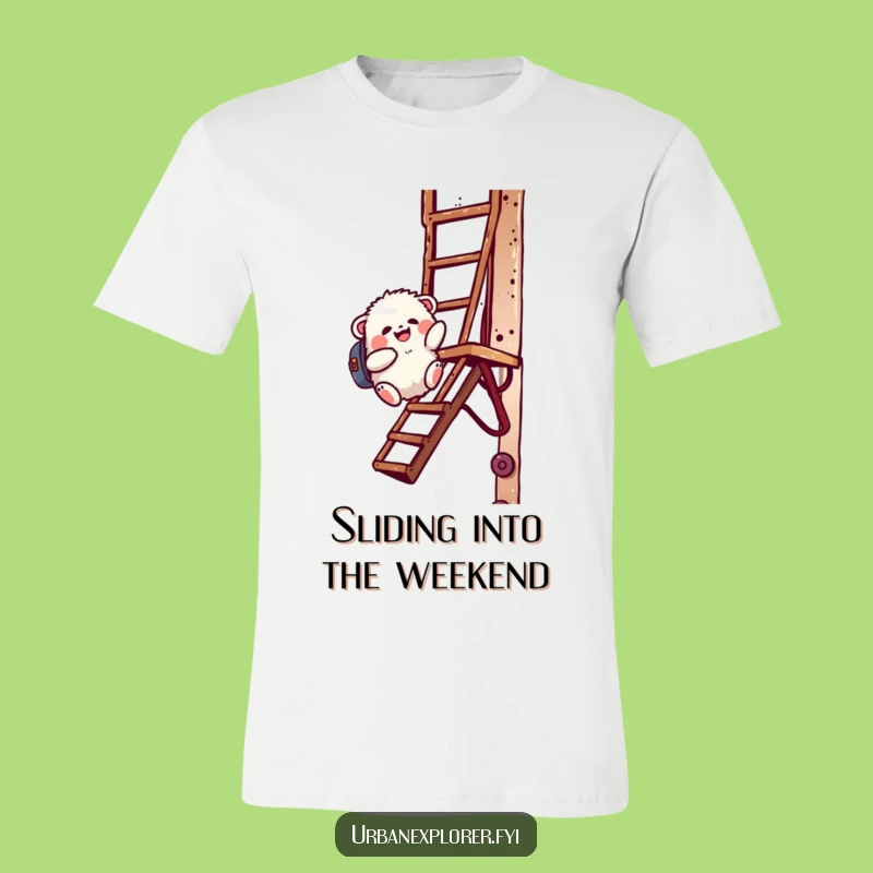 Funny Creature Fire Escape T-Shirt - Happy Slider, Playful Design, Great Funny Gift