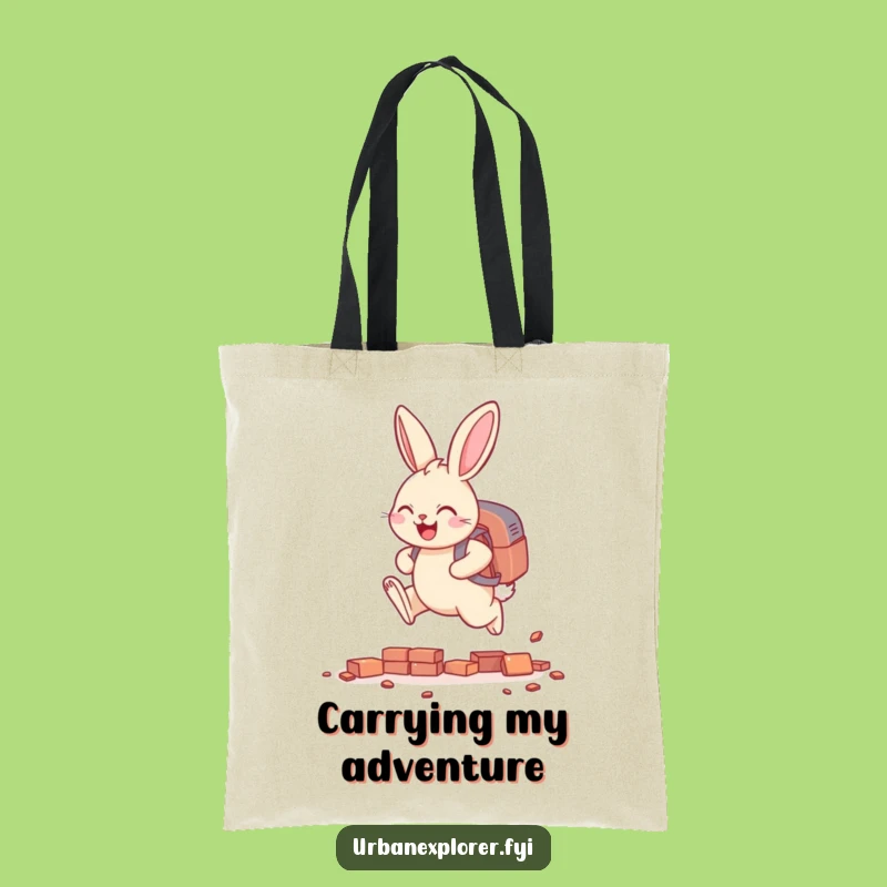 Funny Bunny Backpack Tote Bag: Leaping Over Bricks Carry-All!