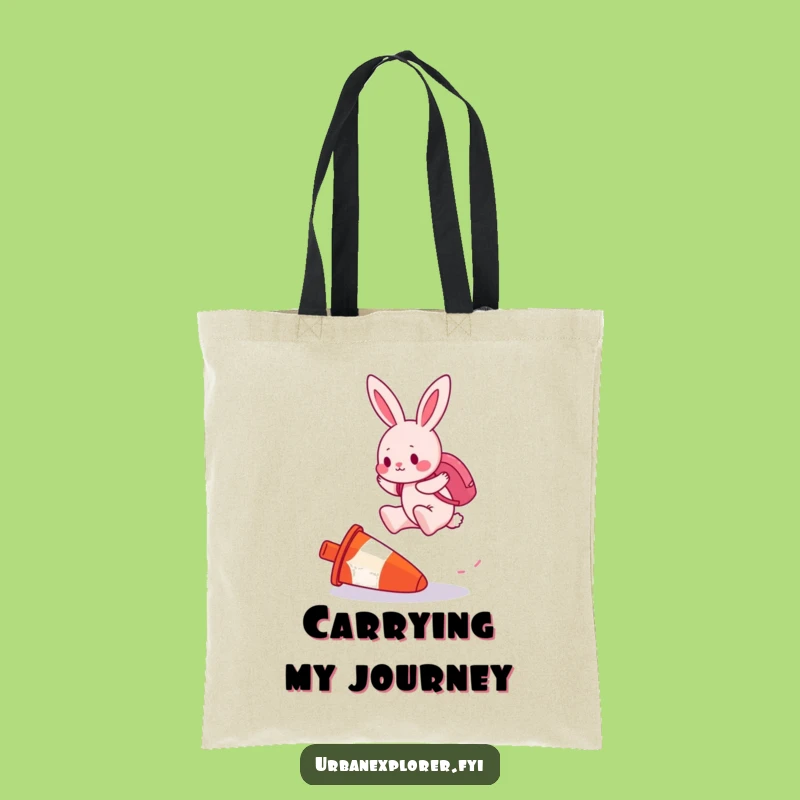 Funny Pink Bunny Traffic Cone Jump Tote Bag - Durable Hare Bag