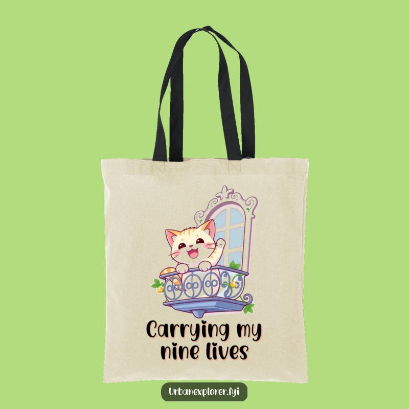 Funny Cat Rappelling Tote Bag: Carry Your Essentials with Humorous Feline Style