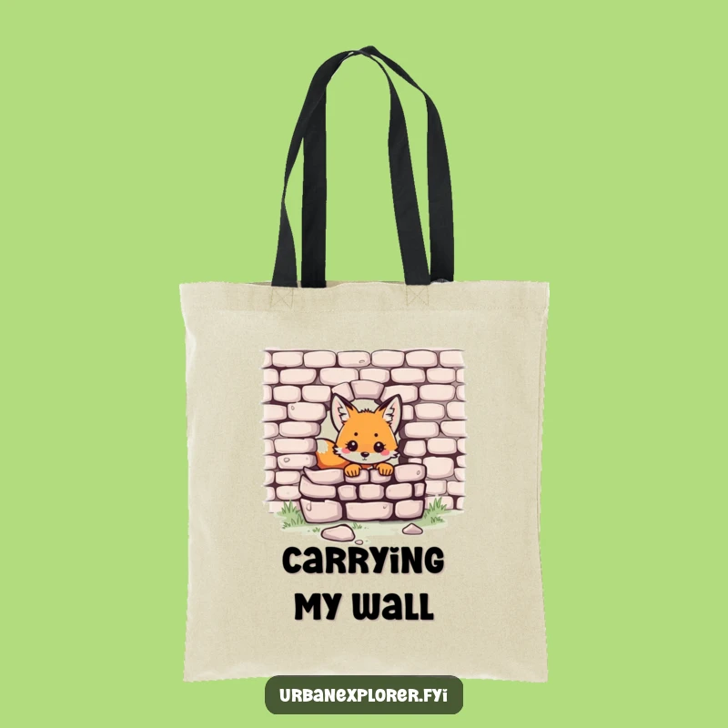 Funny Kawaii Fox Tote Bag: Peek-a-Boo Brick Carryall, Eco-Friendly Cute Gift