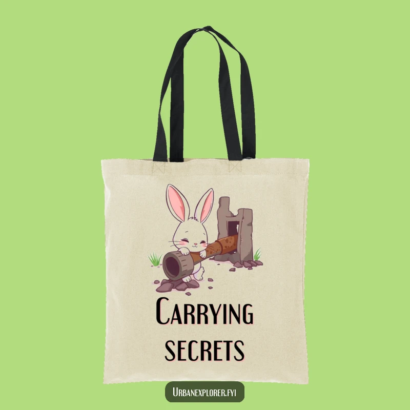 Funny Bunny Inspection Tote Bag - Humorous Gift for the Curious Collector