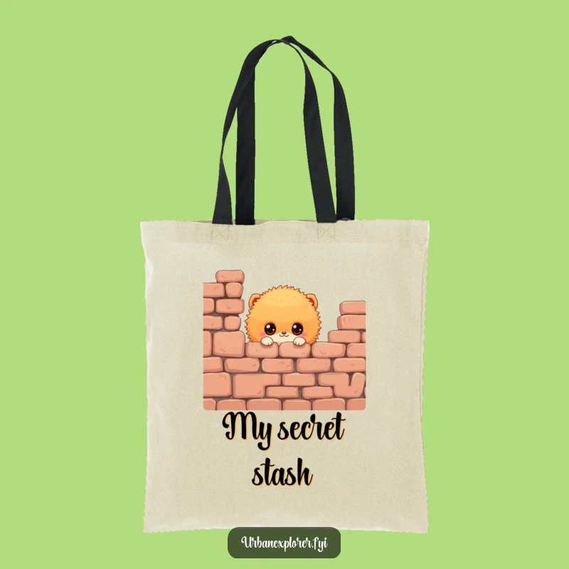 Funny Fluffy Creature Tote Bag: Wall Peeker Companion, Chic Gift