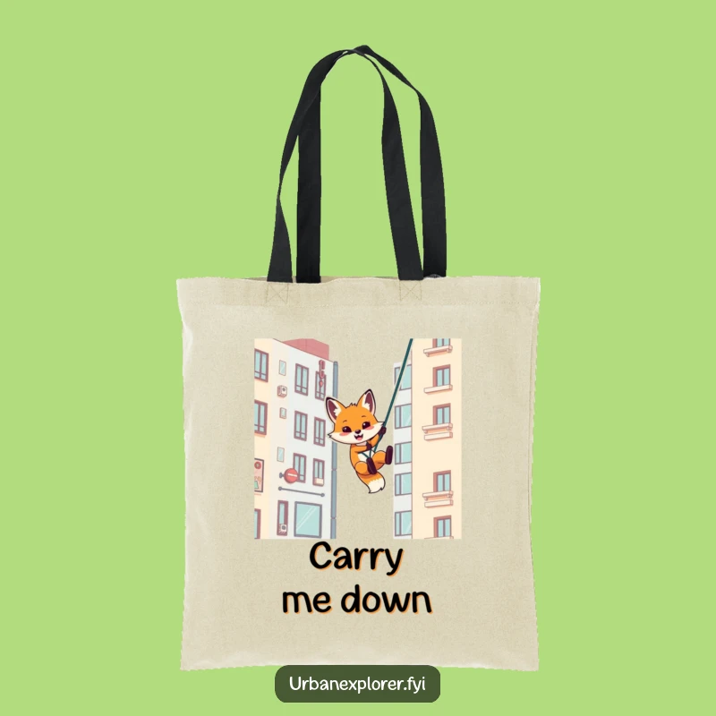 Funny Fox Rappel Tote Bag - Humorous Gift for the Urban Explorer