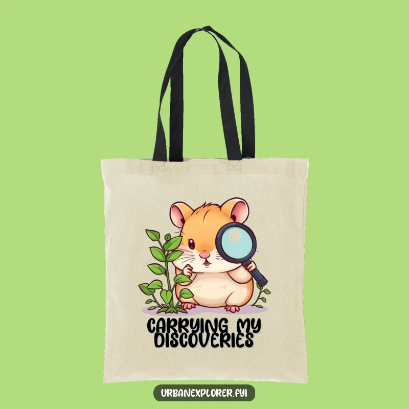 Funny Hamster Magnifying Glass Tote Bag: Tiny Investigator Carry-All