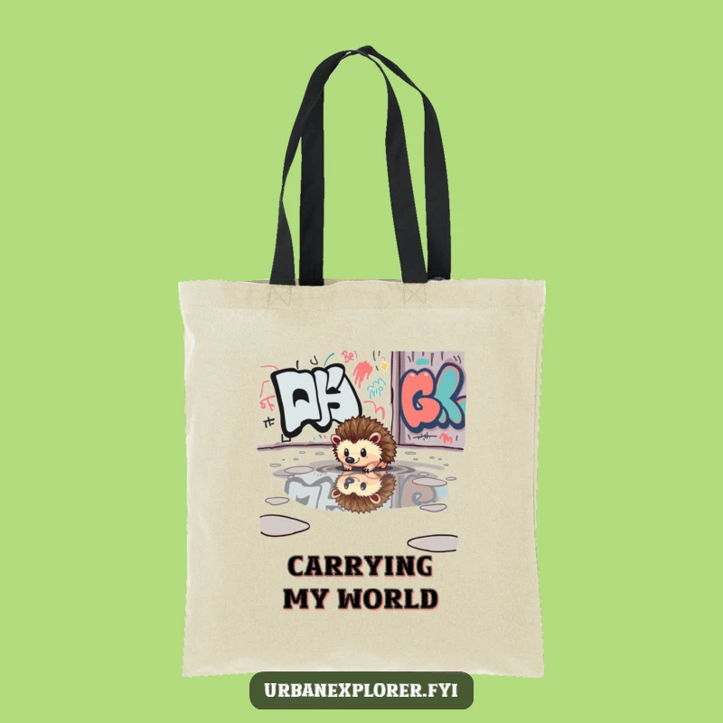 Funny Hedgehog Puddle Tote Bag - Urban Style, Handy Carry-All, Perfect Funny Gift
