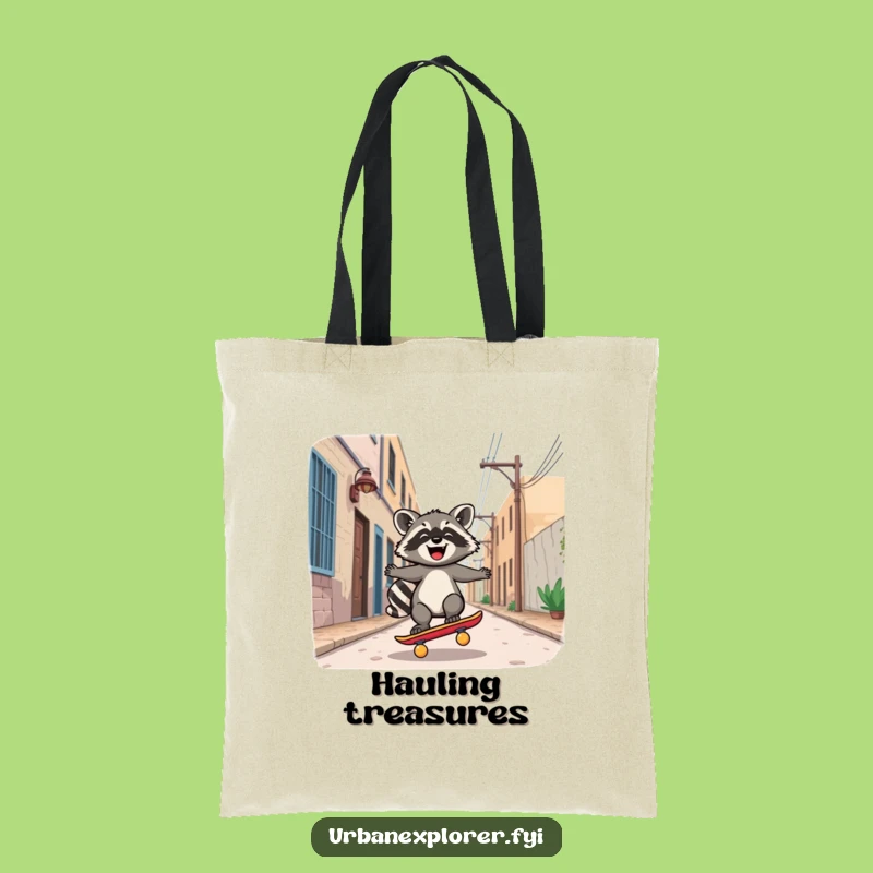 Funny Kawaii Raccoon Skateboard Tote Bag: Carry Your Style Down the Alley!