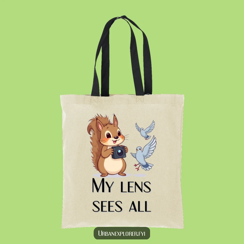 Funny Squirrel Camera Tote Bag: Hilarious Pigeon Shot, Perfect Eco-Friendly Gift