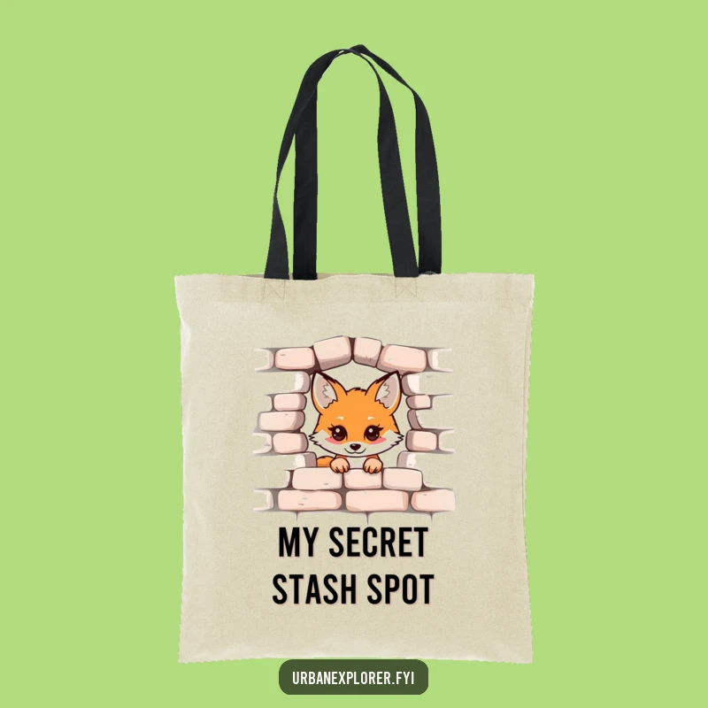 Funny Kawaii Fox Tote Bag: Durable Peek-a-Boo Brick Wall Canvas Bag, Perfect Funny Gift