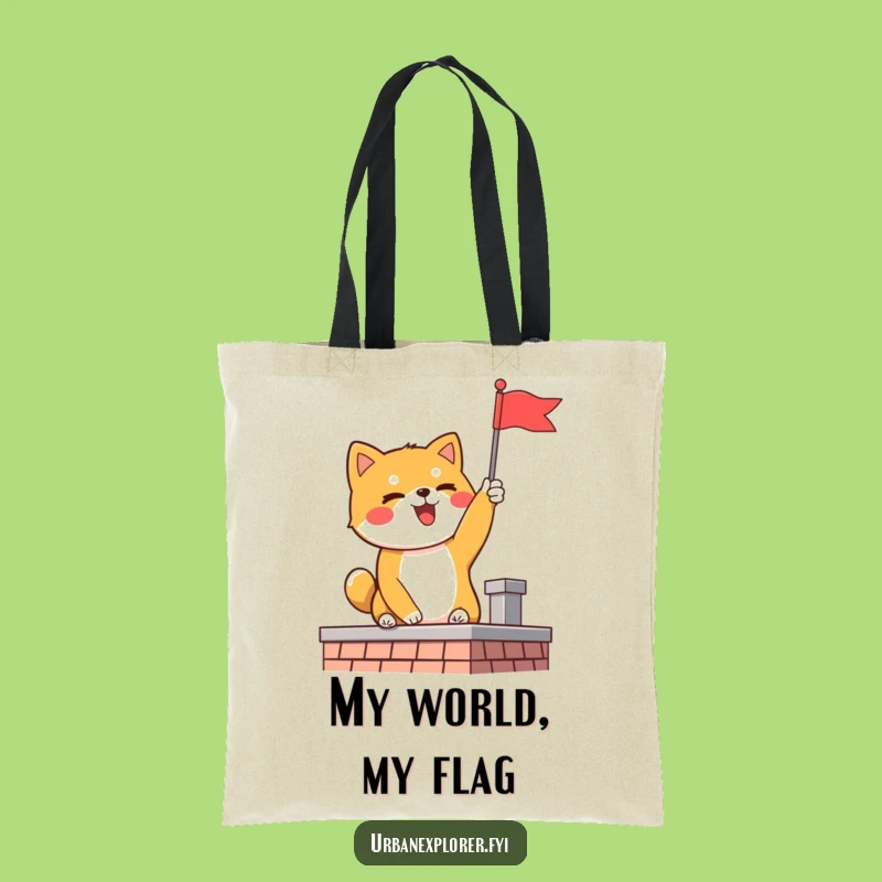 Funny Shiba Inu Flag Tote Bag: Carry Your Triumphs with a Delighted Dog, Unique Funny Gift